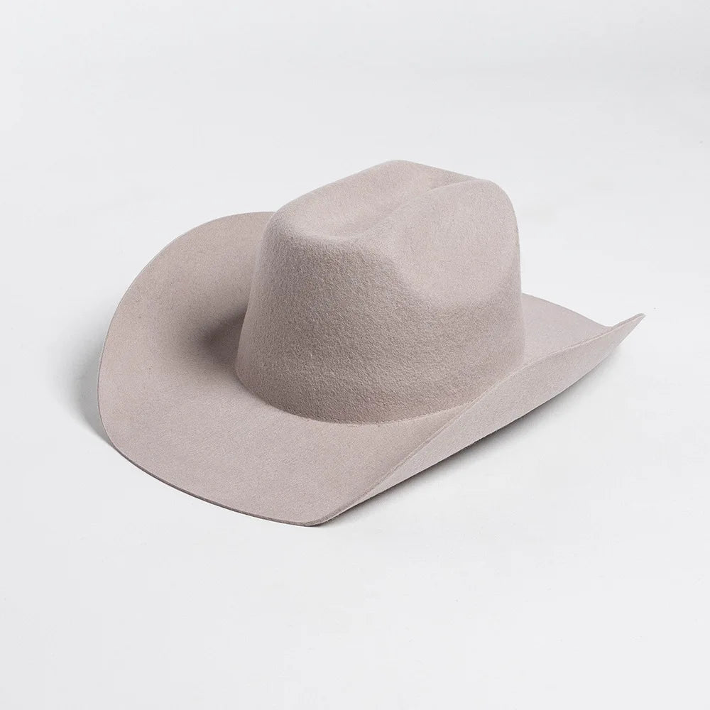 100% Wool Western Cowboy Hat – Casual Felt Cowgirl Hat for Men & Women, Autumn & Winter Outdoor Sunshade Fedoras Top Hat