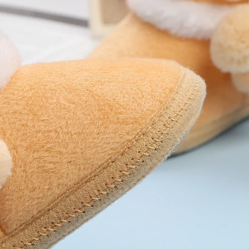 Newborn Baby Shoes — Soft Pompom Snow Boots for Girls & Boys, Warm Winter Toddler Booties