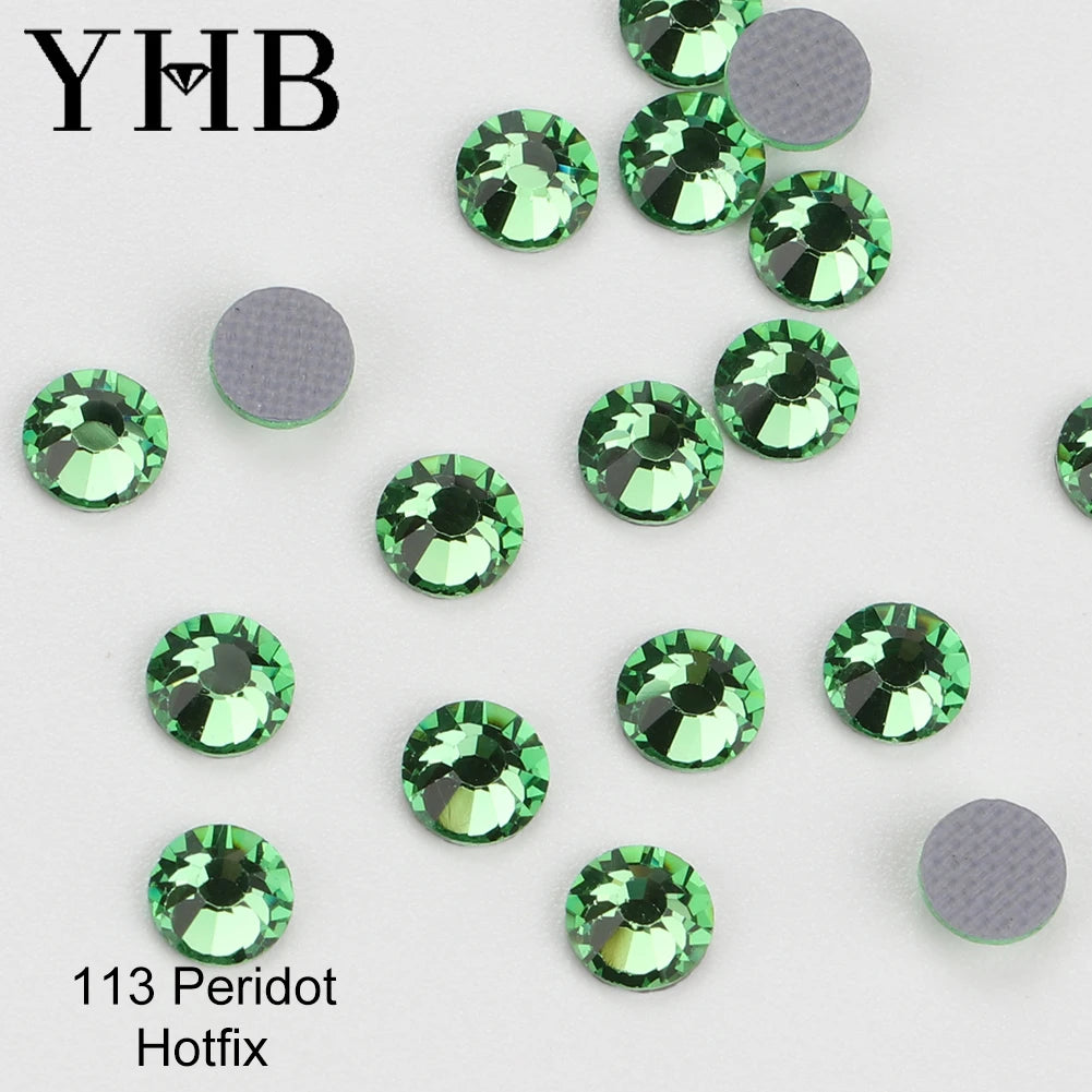 YHB 101-127 Hotfix Crystal Rhinestones - Glitter Glass Flatback Gems for Bags, Shoes, Garments, Phone & Nail Art DIY