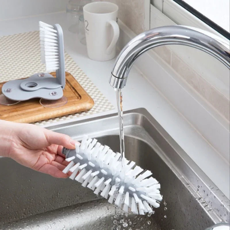 Efficient Sink Water Bottle and Glass Cup Cleaning Brush with Strong Suction - Lazy Clean Kitchen Tool for Goblets, Mugs, and More