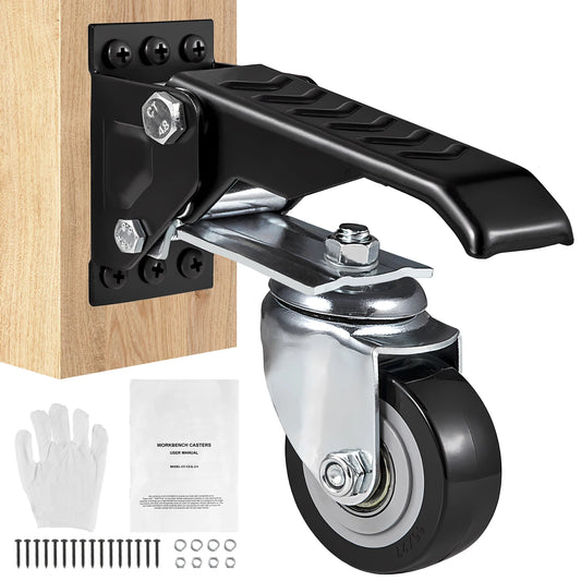SucceBuy 4PCS Retractable Caster Wheels - 165lbs Heavy Duty 360° Swivel Workbench & Equipment Wheels