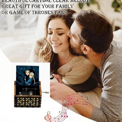 Howl's Castle Music Box - Anime Themed Hand Cranked Wooden Merry-Go-Round Life Song - Perfect Birthday & New Year Gift