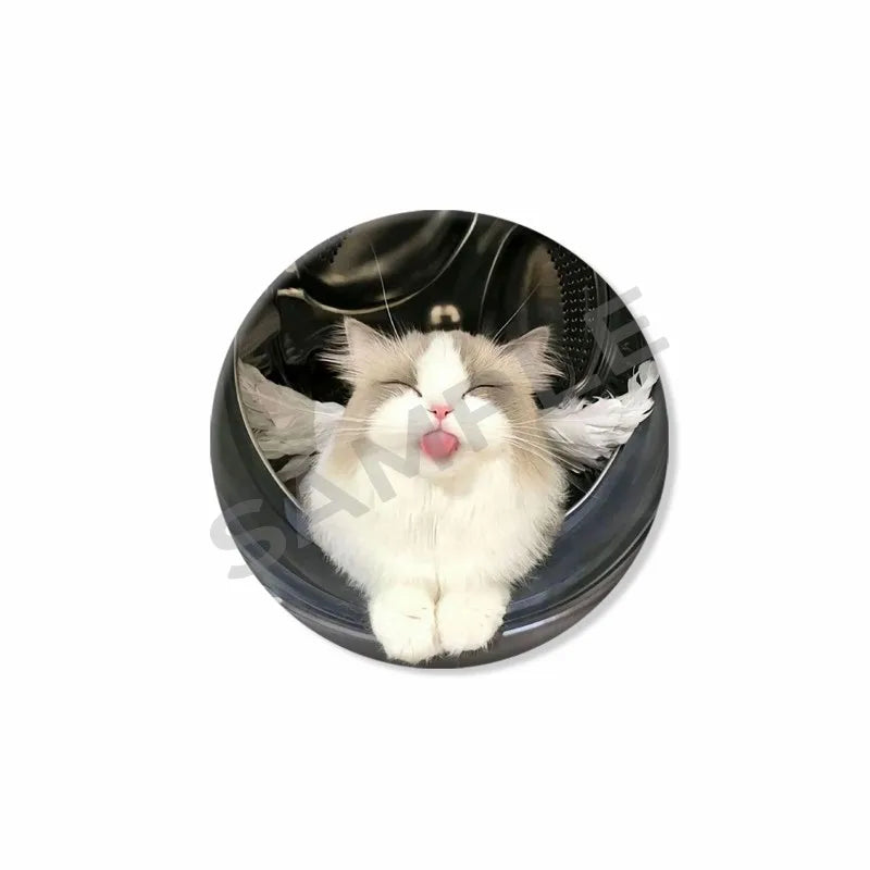 50mm Tinplate Cat Meme Button Pins – Funny Round Brooch Lapel Badge for Hats, Bags & Kids Gifts