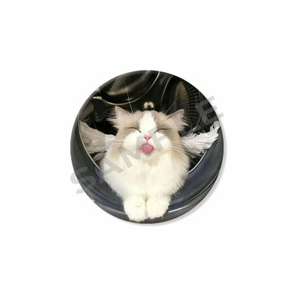 50mm Tinplate Cat Meme Button Pins – Funny Round Brooch Lapel Badge for Hats, Bags & Kids Gifts