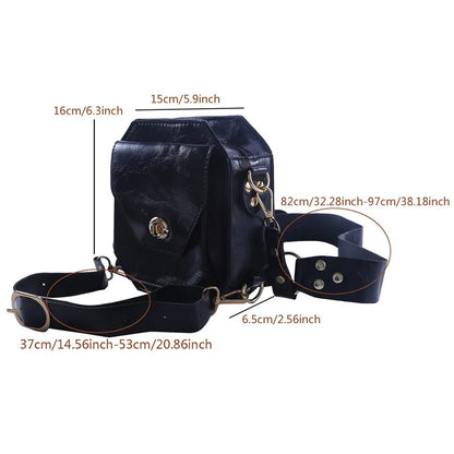 Punk Retro PU Waist Bag – Small Square Casual Crossbody Hip Pack for Women, Multi-Function Outdoor Leg Phone Pouch