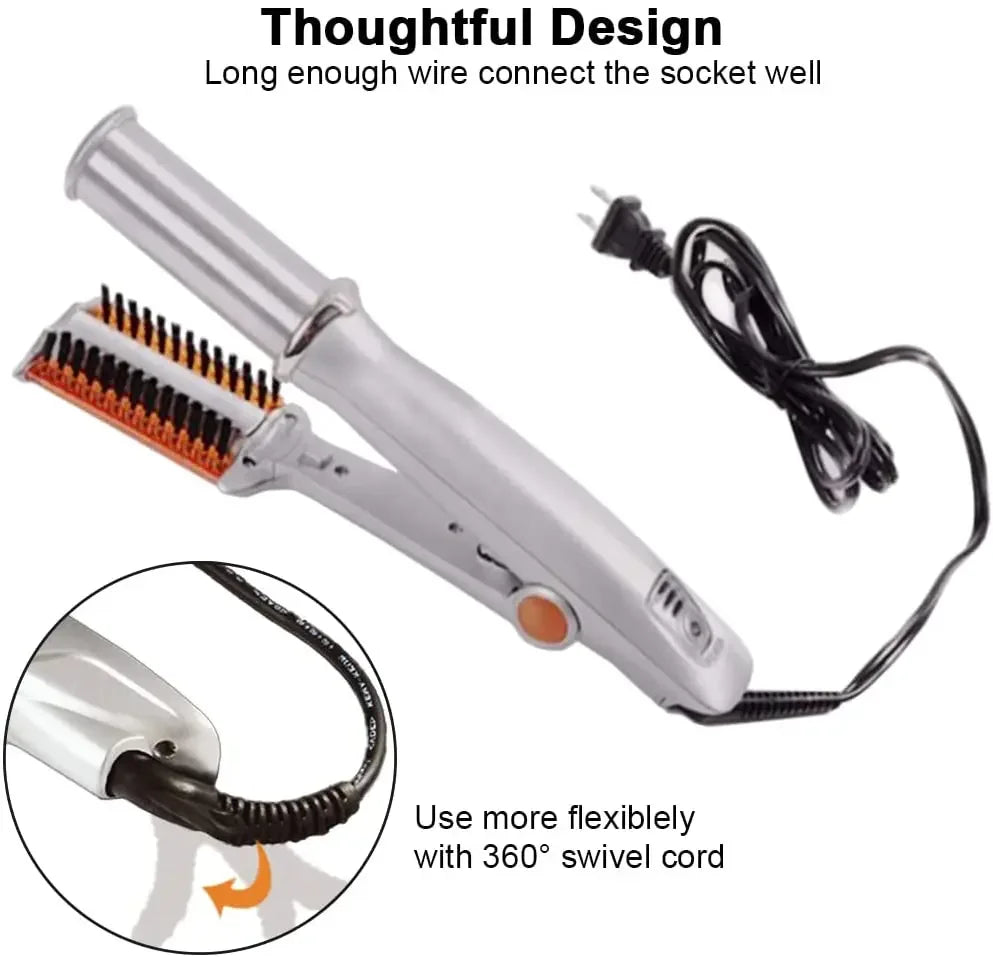 2-in-1 Professional Hair Curler & Straightening Rotating Brush – Styler Hair Styling Tool