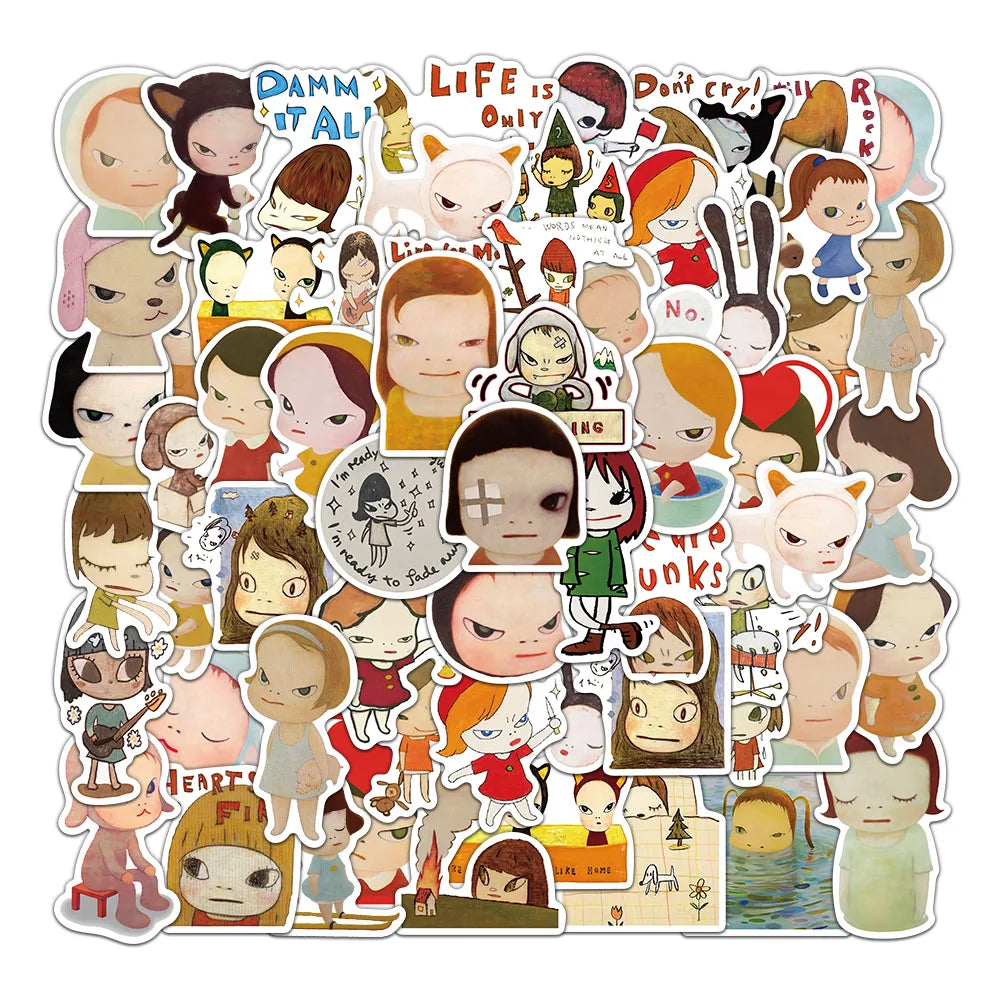 Yoshitomo Nara Sticker Pack - Cute Waterproof Decals for Phone Cases Laptop Suitcases Water Bottles & DIY Crafts