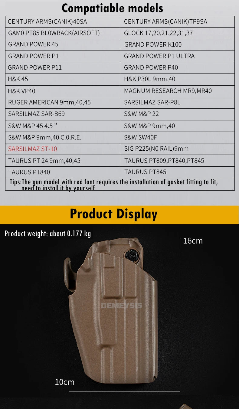Adjustable Gun Holster — Right/Left Hand Waist Carry Case for Tactical Pistols