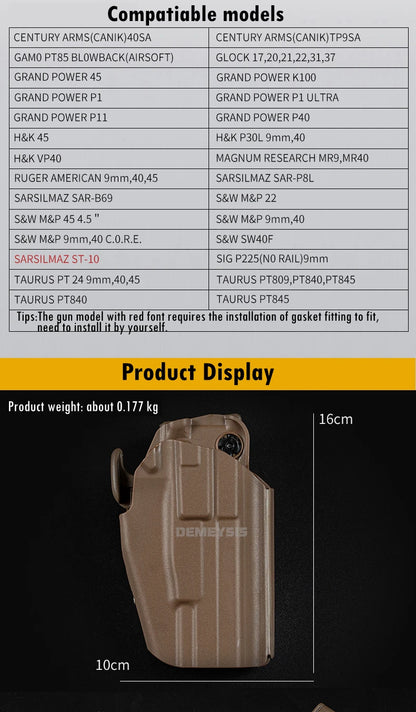 Adjustable Gun Holster — Right/Left Hand Waist Carry Case for Tactical Pistols