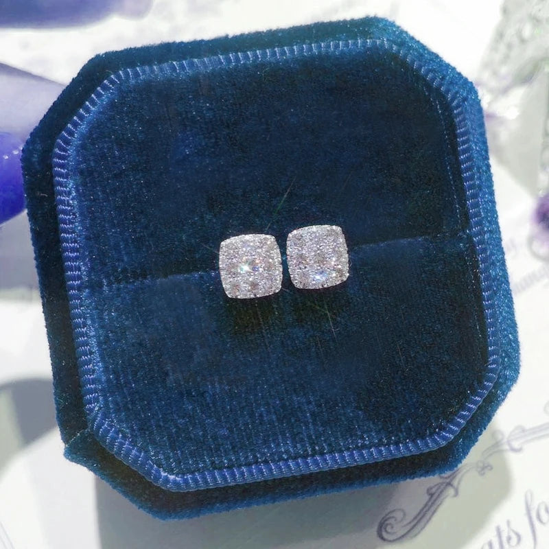 Silver Geometric Square Stud Earrings - Fashion Daily Wear Earrings for Women