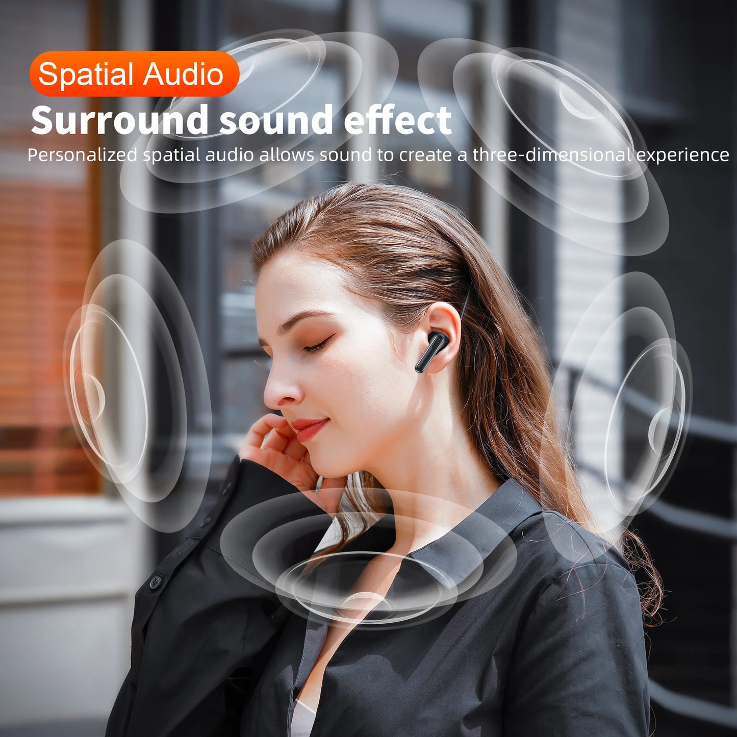 QERE E50 Wireless Earbuds - Bluetooth 5.3 HiFi Headphones with ENC Microphone Low Latency Audio