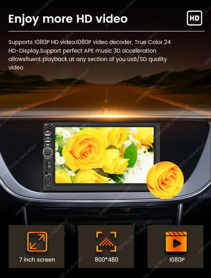 MEKEDE 1DIN MP5 Player — 7" HD Touchscreen Car Radio with USB, Bluetooth & TF Card for Universal Auto Multimedia