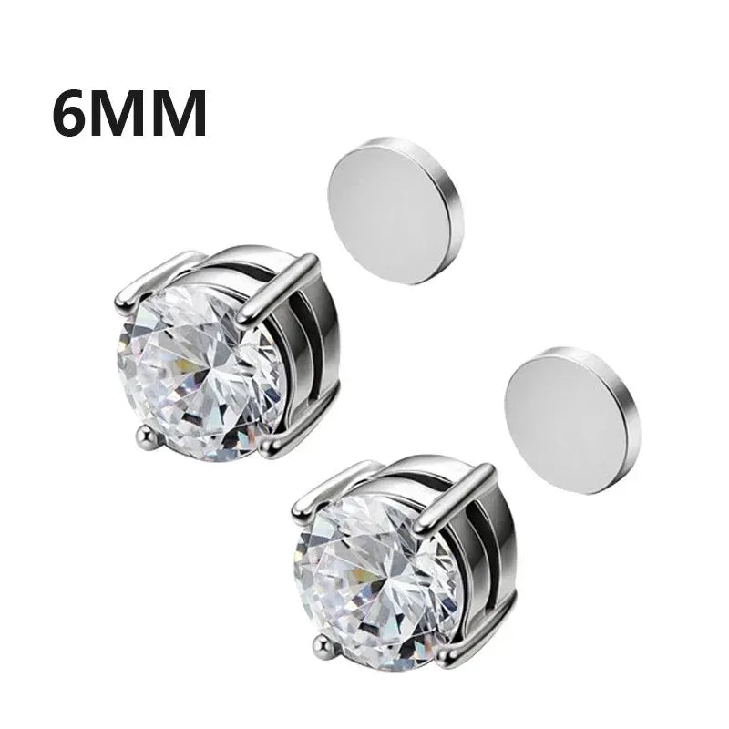 Crystal Magnetic Ear Studs – Punk Round Zircon Non-Piercing Earrings for Men & Women