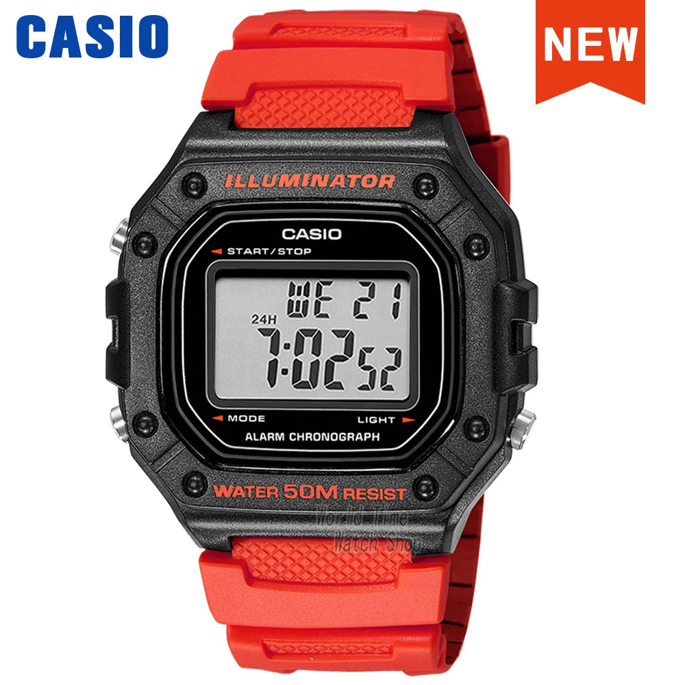 Casio W-218 Series Digital Sports Watch - Waterproof Outdoor Multifunction Electronic Wristwatch