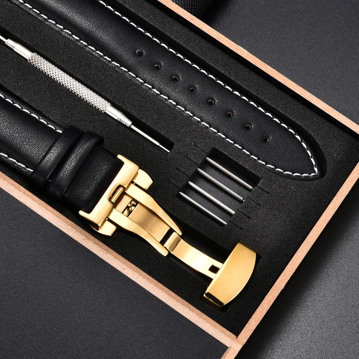 Genuine Leather Watch Strap - 18mm, 20mm, 22mm & 24mm Replacement Band with Butterfly Buckle for Men and Women