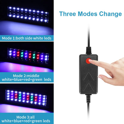 Aquarium LED Light – Super Slim RGB Fish Tank Grow Light, Waterproof Clip Lamp for Aquatic Plants, 31-120cm