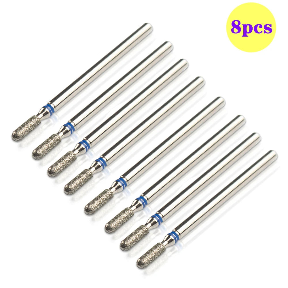 8pcs Diamond Nail Drill Bit Set - Rotary Electric Milling Cutters for Pedicure, Manicure, Cuticle Burr & Nail Tools Accessories