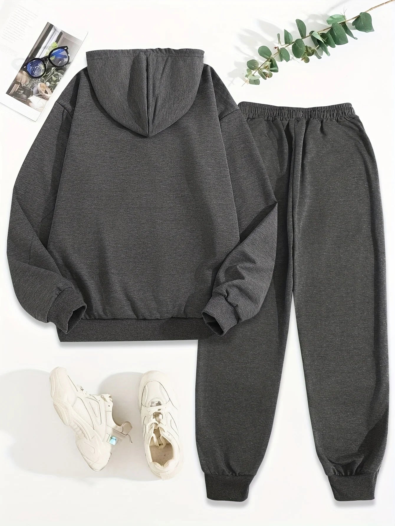 Women's 2-Piece Tracksuit Set - Hooded Sweatshirt & Sweatpants Casual Jogging Sports Outfit
