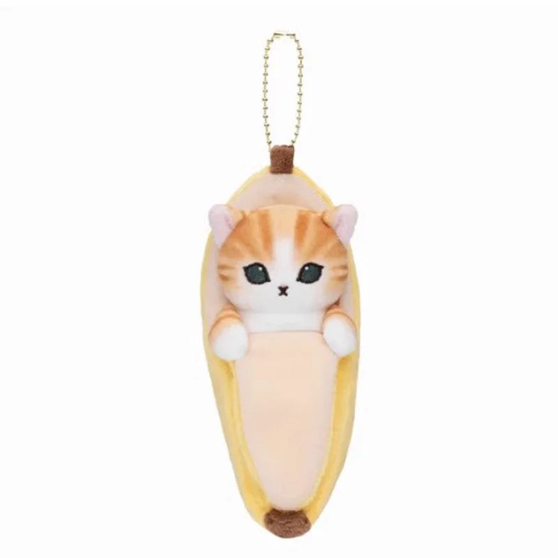 Yoyo Japanese Style Mofusand Plushie Shark Cat Keychain — Cute Fruit & Vegetable Soft Pendant Gift for Girls