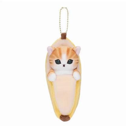 Yoyo Japanese Style Mofusand Plushie Shark Cat Keychain — Cute Fruit & Vegetable Soft Pendant Gift for Girls