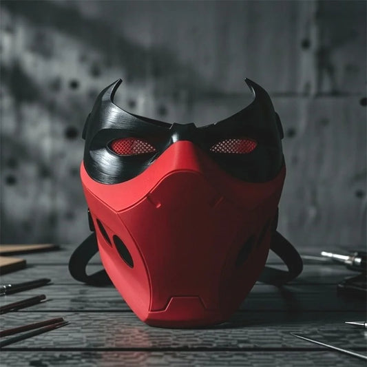 Anime Red Hood Jason Todd Cosplay Mask - Superhero Half Face Helmet for Halloween Costume Parties
