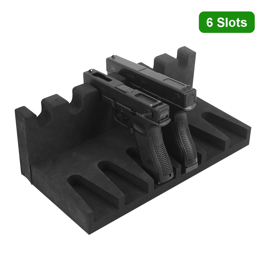 3/4/6 Slot Foam Gun Rack - Universal Pistol Holder for Glock, Handgun Display Stand & Gun Safe Organizer