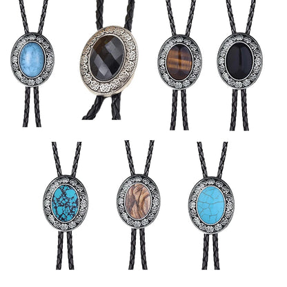 Golden Bolo Tie for Men – Adjustable Cowboy Garment Accessory with Bull Head Pendant, Western Style Necklace
