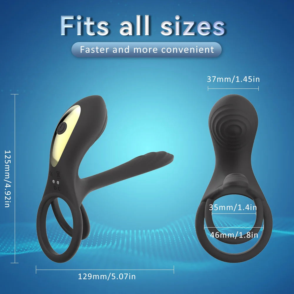 Double-Ring Vibrating Penis Ring – Dual Motor Delay Ejaculation & Erection Enlargement Adult Sex Toy