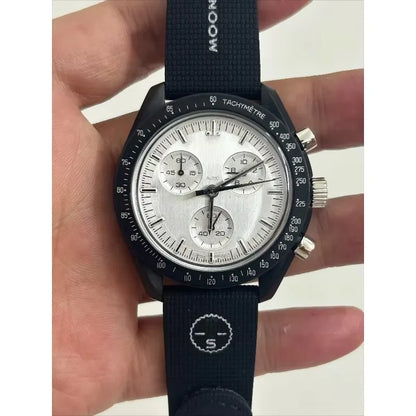 1969 Lunar Landing MoonSwatch Style Quartz Watch - Black Case Gold Dial Limited Edition Design