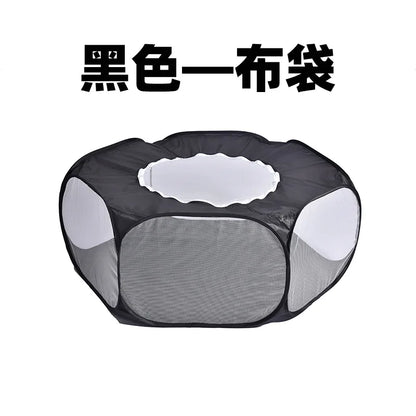Portable Small Animal Playpen - Foldable Pet Cage with Transparent Mesh for Cats & Chickens