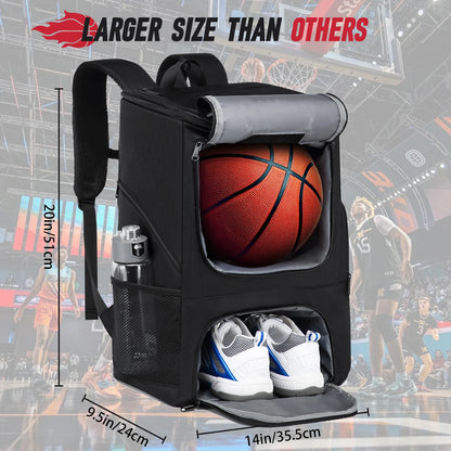 Basketball Sports Backpack - Multi-Sport Storage Bag with Separate Shoe Compartment for Training and Outdoor Use
