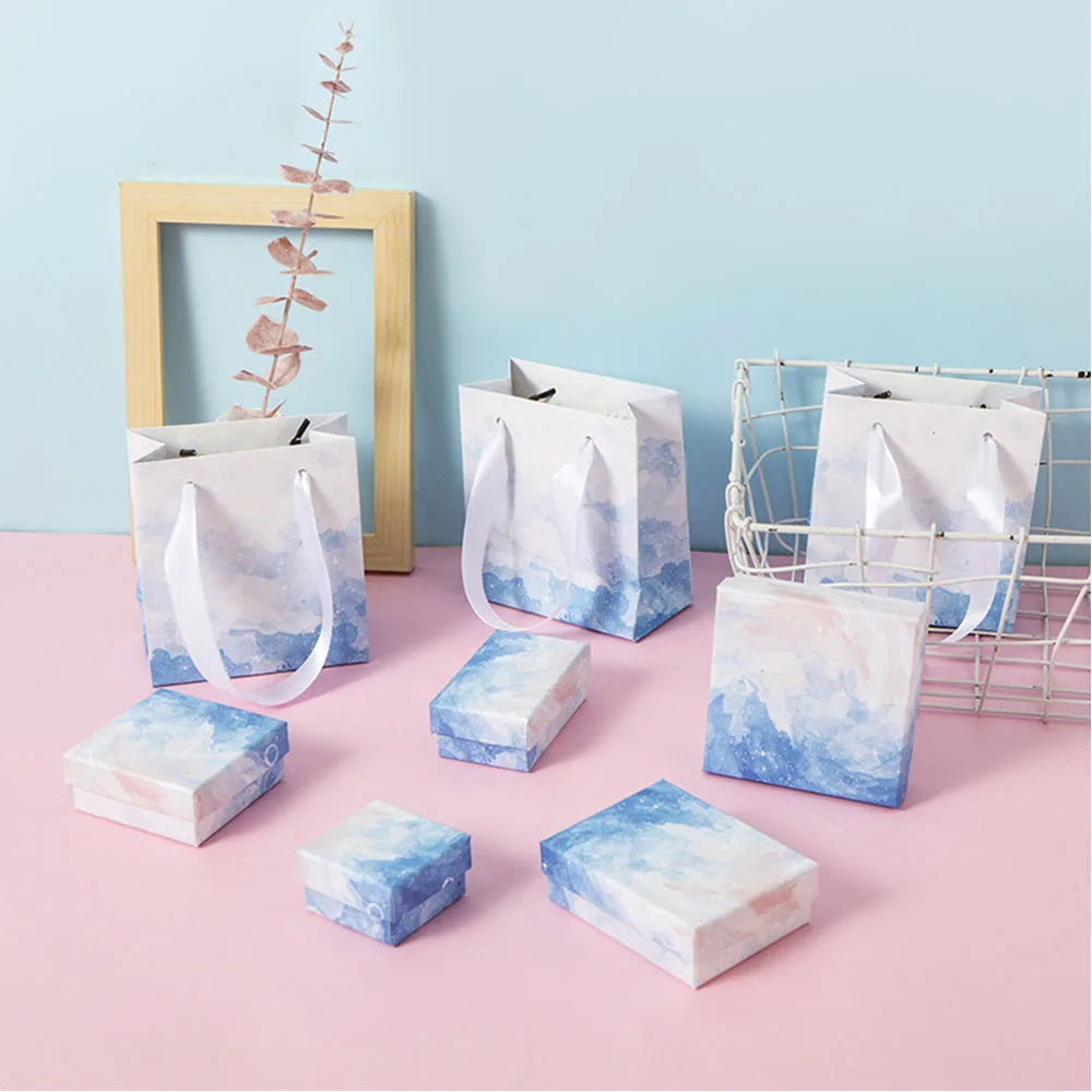 24pcs Jewelry Gift Boxes - 9x9x3cm Velvet Sponge Travel Organizer Cases for Rings Earrings Necklace Storage