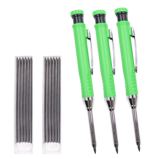 Solid Carpenter Mechanical Pencil – Woodworking Marking Tool with 3 Color Refills, Built-in Sharpener, and Scriber Lead