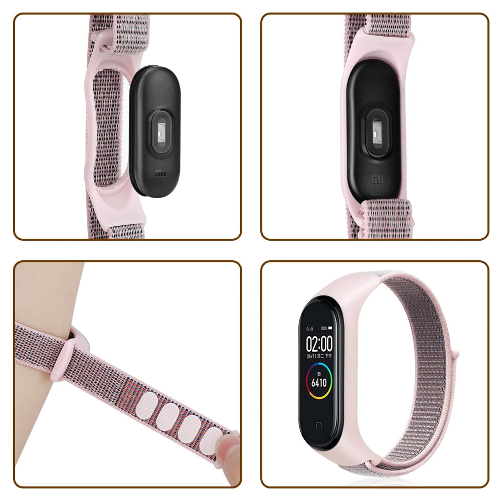 Nylon Loop Strap for Xiaomi Mi Band - Adjustable Sport Wristband Bracelet for Mi Band 3 4 5 6 7 8