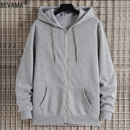 Unisex Oversized Fleece Zipper Hoodie – Y2K Harajuku Style Casual Jacket for Men & Women – Spring, Autumn & Winter Sweatshirt