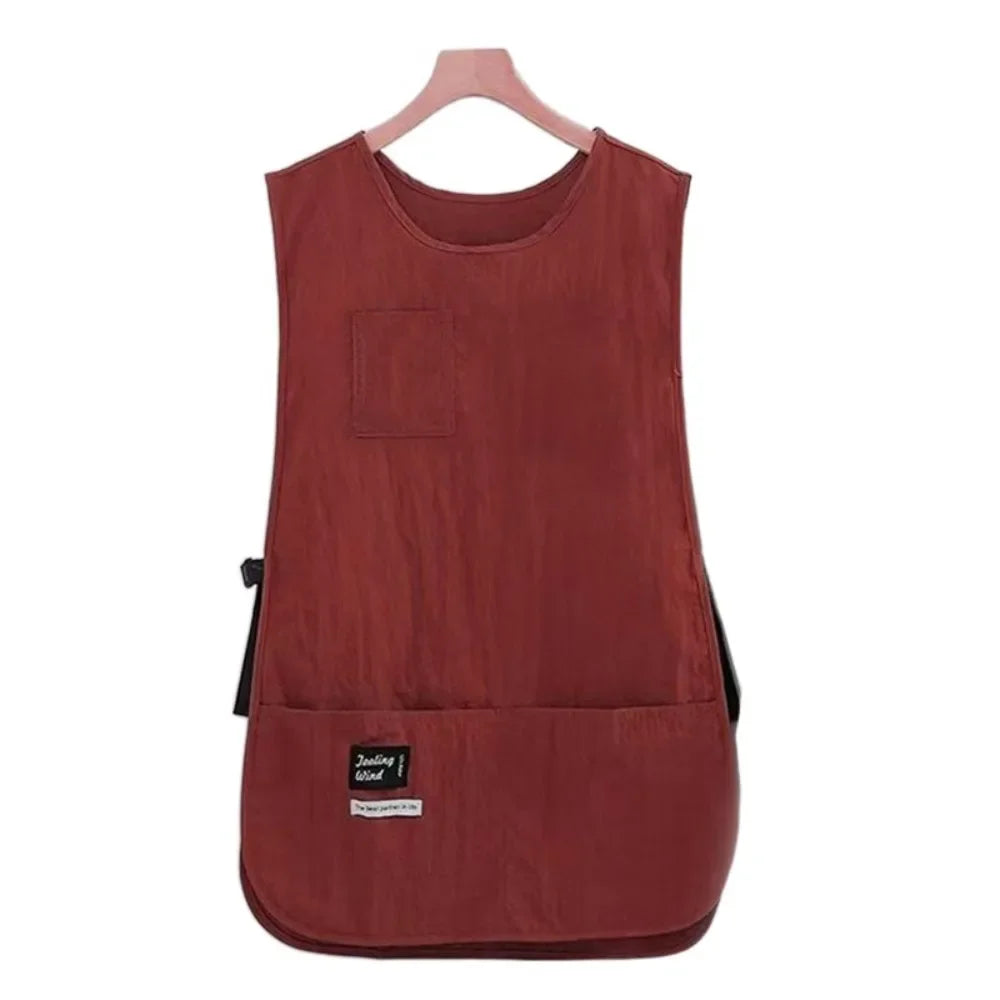 Waterproof Nylon Vest Apron - Breathable, Stain-Resistant Sleeved Kitchen Apron for Cooking, Cleaning & Household Tasks