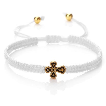 Prayer Cross Rope Bracelet - Handmade Adjustable Nylon Lucky Bangle Jewelry Gift for Women & Men