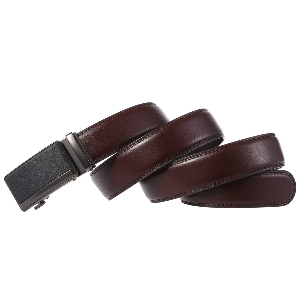 Men’s Cowskin Leather Belt – Luxury Automatic Buckle Designer Style in Black or Brown (3.5cm)