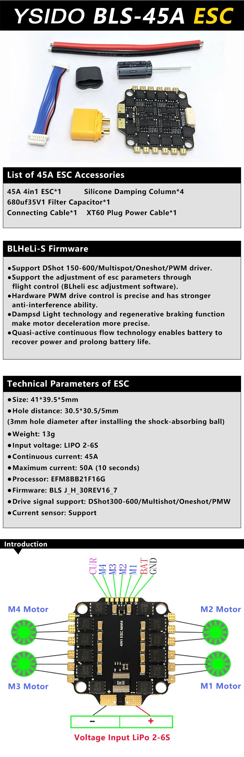 F4V3S F4 V3 V3S PLUS FC Stack with OSD & Barometer – 30A 45A 60A ESC for FPV Racing Drones