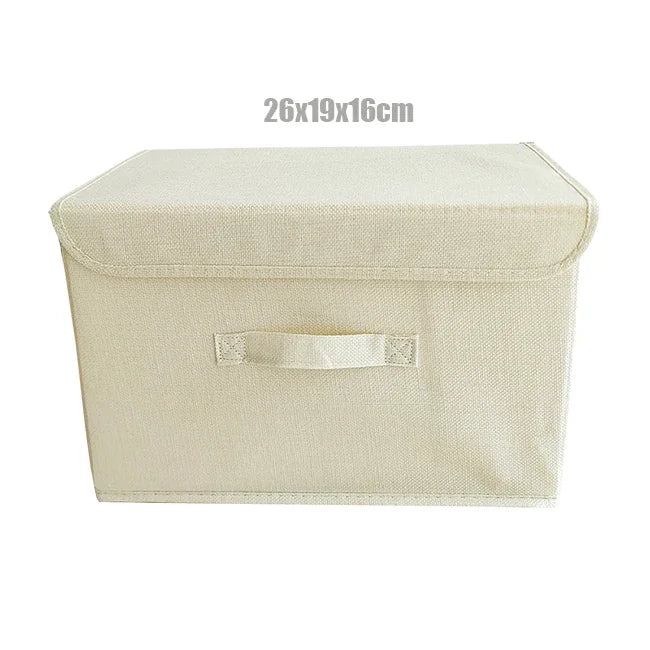 Washable Cotton Linen Folding Storage Box – CD, Toy & Laundry Organizer with Lid