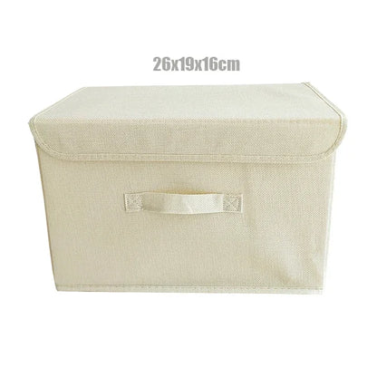 Washable Cotton Linen Folding Storage Box – CD, Toy & Laundry Organizer with Lid