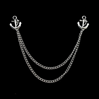 Fashion Gentleman Tassel Brooch – Men’s Suit & Shirt Lapel Pin with Chain, Pearl & Star for Wedding or Party