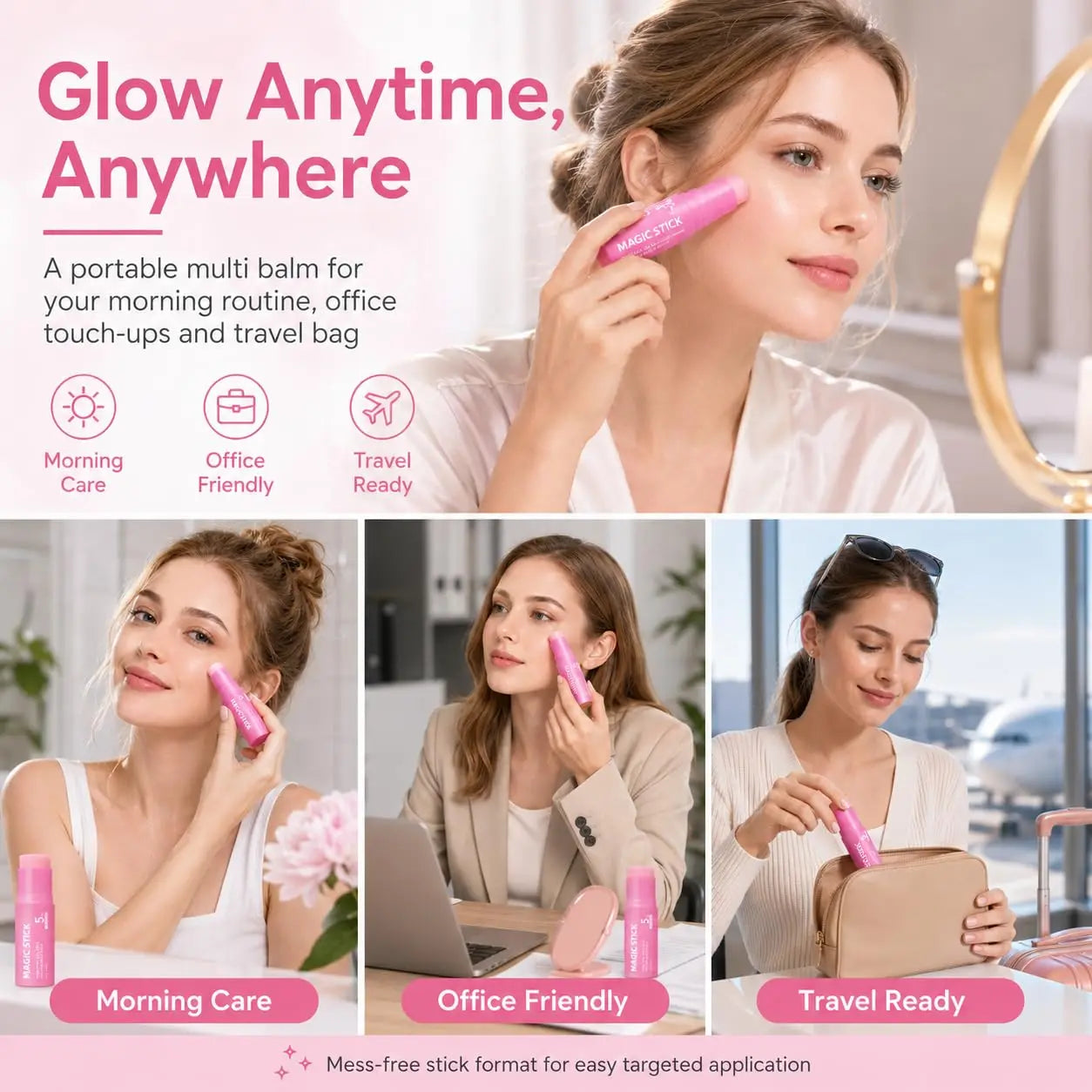 PDRN Pink Collagen Multi Balm Stick - Face & Body Radiance Care for Under-Eyes, Neck & Fine Lines
