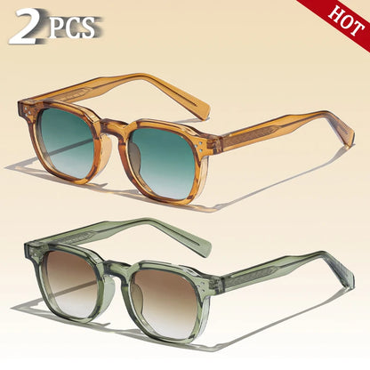 CATERSIDE Retro Punk Square Sunglasses – 2-Piece Fashion Set for Men & Women, Party & Festival Gift Glasses