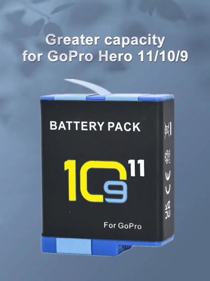 2000mAh Rechargeable Battery for GoPro Hero 11/10/9 — Li-ion Camera Battery Pack