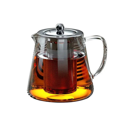 Heat-Resistant Glass Teapot with Stainless Steel Tea Strainer Infuser – Flower Kettle Kung Fu Teaware Set for Puer & Oolong Tea
