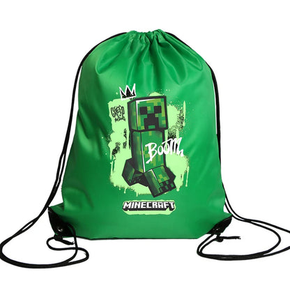 My World Kids Drawstring Bag — Waterproof Cartoon Backpack & Handbag with Kawaii Anime Figure Print for Boys & Girls