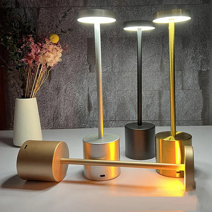 Classic USB Rechargeable Table Lamp – Stepless Dimming Touch Desk Lamp with 3 Colors for Bedside, Hotel & Bar Decoration