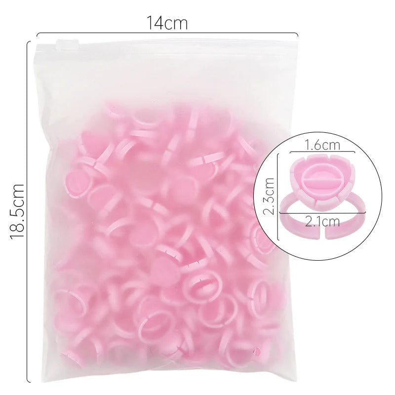 AILEISHI 100PCS Disposable Eyelash Glue Cup Rings – Lash Extension Pigment Holder Tattoo Makeup Tools