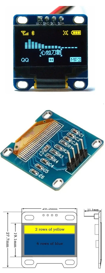 0.96 Inch OLED Display Module | SSD1306 I2C IIC SPI Serial 128x64 LCD for Arduino with Soldered Pin Headers